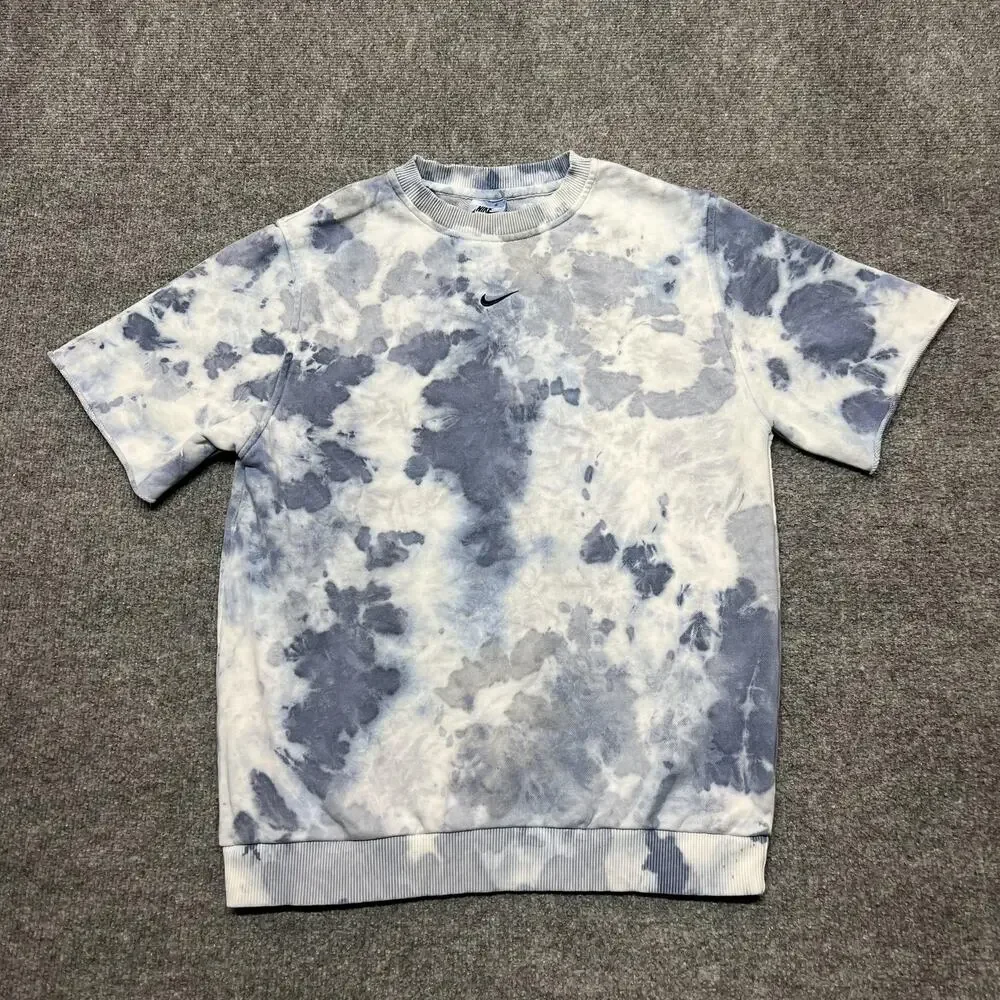 Nike Sweatshirt Kids XL Blue Tie Dye Short Sleeve Crewneck Pullover FB1333-491